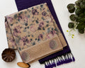 Sajh Mahal™ Floral Printed Premium Cotton Blend Saree with Designer Lace Border & Running Blouse Piece