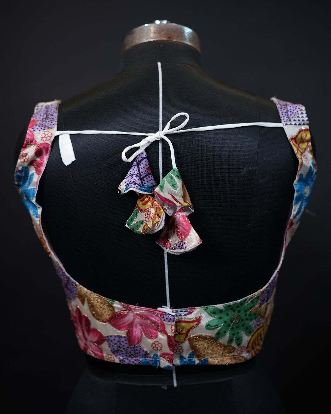Multicolour Floral Printed and Embellished Blouse — back view